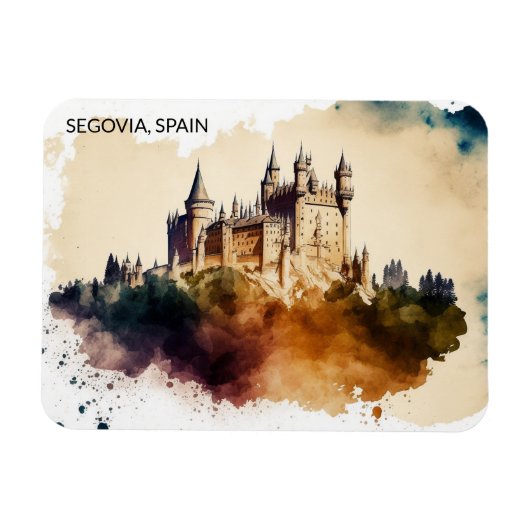 Magnet Flexible Belle Segovia Espagne Château Peinture (Horizontal)