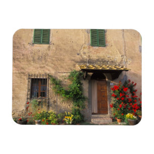 Magnet Flexible Belle vieille maison avec des fleurs à San Gimigna