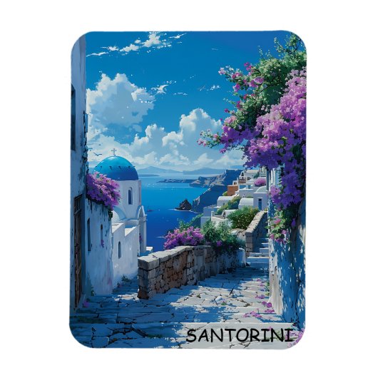 Magnet Flexible Belle vue mer de Santorin Grèce (Vertical)
