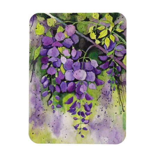 Magnet Flexible Belles Fleurs De Wisteria En Aquarelle (Vertical)