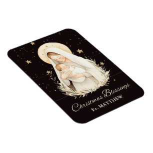 Magnet Flexible Bénédictions de Noël du prêtre Madone Enfant Noir