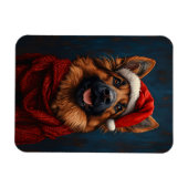 Magnet Flexible Berger allemand dans un chapeau de Père Noël flexi (Horizontal)