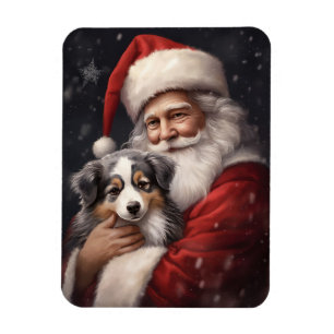 Magnet Flexible Berger Australien avec le Père Noël de Noël