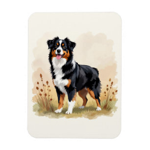 Magnet Flexible Berger australien Tricolore noir Chien australien