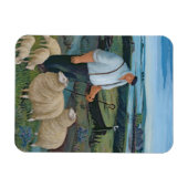 Magnet Flexible Berger avec mouton dans le paysage de la rivière (Horizontal)