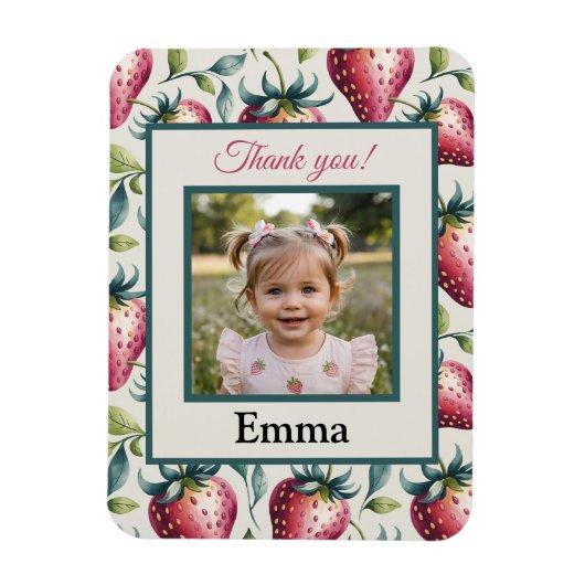 Magnet Flexible Berry Sweet Strawberry Anniversaire Nom photo (Vertical)