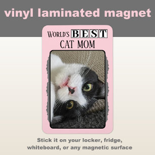Magnet Flexible Best cat maman ajouter photo rose gris
