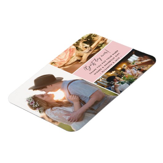 Magnet Flexible Best Day Ever Photo Collage Pink Thank You (Côté Gauche)