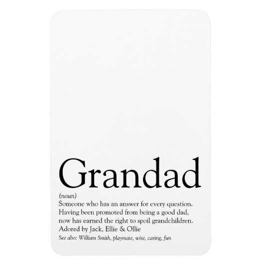 Magnet Flexible Best Ever Grandpa, Grandfather, Papa Definition (Vertical)