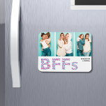 Magnet Flexible BFF Best Friends Photo Nom personnalisé Fille<br><div class="desc">Ce design comprend un texte BFF moderne fait de coeurs girly et trois puzzle photo avec vos noms personnalisés. Célébrez votre amitié avec vos meilleurs amis avec ce magnifique cadeau. Ajoutez vos propres photos et éditez les noms dans les zones de texte fournies #puzzle #jigsawpuzzles #jeux #fun #cadeau #cadeaux</div>