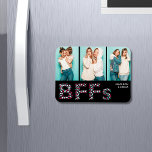 Magnet Flexible BFF Meilleurs amis Photo Nom personnalisé Fille<br><div class="desc">Ce design présente un texte BFF moderne fait de coeurs de poutres et trois puzzle photo avec vos noms personnalisés. Célébrez votre amitié avec vos meilleurs amis avec ce magnifique cadeau. Ajoutez vos propres photos et modifiez les noms dans les zones de texte fournies #puzzle #jigsawpuzzles #games #fun #cadeaux #cadeaux...</div>