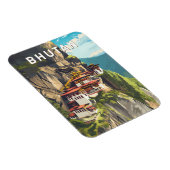 Magnet Flexible Bhoutan Illustration Voyage Art Vintage (Côté Droit)