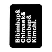 Magnet Flexible Bibimbap & Chimaek & Gimbap & Kimchi. Aliments cor (Vertical)