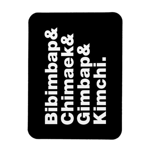 Magnet Flexible Bibimbap & Chimaek & Gimbap & Kimchi. Aliments cor (Vertical)