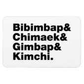 Magnet Flexible Bibimbap & Chimaek & Gimbap & Kimchi. Aliments cor (Horizontal)