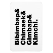 Magnet Flexible Bibimbap & Chimaek & Gimbap & Kimchi. Aliments cor (Vertical)