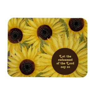 Magnet Flexible Bible chrétienne Verse Fleurs de soleil Jaunes rus