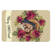 Magnet Flexible Bienheureuse Mère Bébé Jésus Feu de Noël (Horizontal)