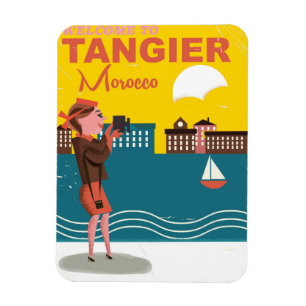 Magnet Flexible Bienvenue à Tanger Maroc affiche de voyage vintage