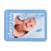 Magnet Flexible Bienvenue Nouveau bébé Faire-part bleu (Horizontal)