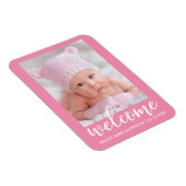 Magnet Flexible Bienvenue Nouveau bébé Faire-part rose (Côté Droit)