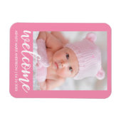 Magnet Flexible Bienvenue Nouveau bébé Faire-part rose (Horizontal)