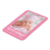 Magnet Flexible Bienvenue Nouveau bébé Faire-part rose (Côté Gauche)