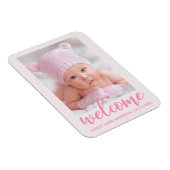 Magnet Flexible Bienvenue Nouveau bébé Faire-part rose pâle (Côté Droit)