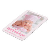 Magnet Flexible Bienvenue Nouveau bébé Faire-part rose pâle (Côté Gauche)