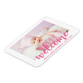 Magnet Flexible Bienvenue Nouveau bébé rose chaud (Côté Gauche)