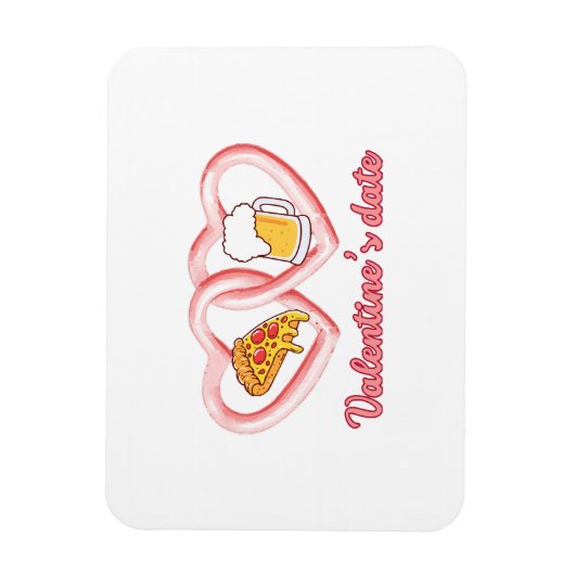 Magnet Flexible Bière à la pizza de Saint-Valentin (Vertical)