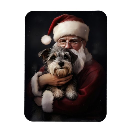Magnet Flexible Biewer Terrier Avec Noël Festif Du Père Noël (Vertical)