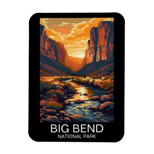 Magnet Flexible Big Bend National Park Texas Retro Travel (Vertical)