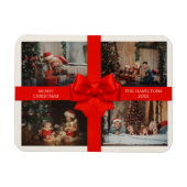 Magnet Flexible Big Red Ribbon Christmas Custom 4 Photo Decorative (Horizontal)