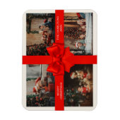 Magnet Flexible Big Red Ribbon Christmas Custom 4 Photo Decorative (Vertical)