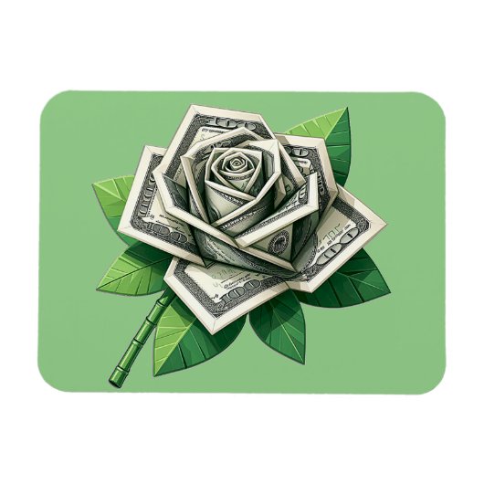 Magnet Flexible billet de cent dollars origami art rose (Horizontal)