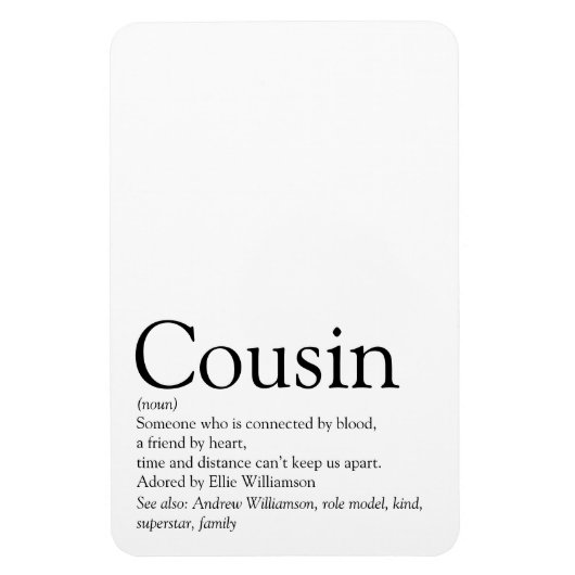 Magnet Flexible Black and White Cool Modern Cousin Definition (Vertical)