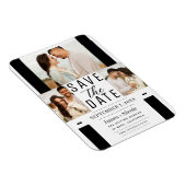 Magnet Flexible Black blanc moderne Enregistrer la date 3 Mariage  (Côté Droit)