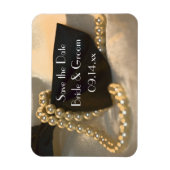 Magnet Flexible Black Bow Cravate perles blanches mariage Enregist (Vertical)