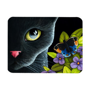 Magnet Flexible Black Cat 557 Papillon bleu Fleurs