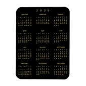 Magnet Flexible Black Gold Full Year 2026 Calendar Fridge Kitchen (Vertical)