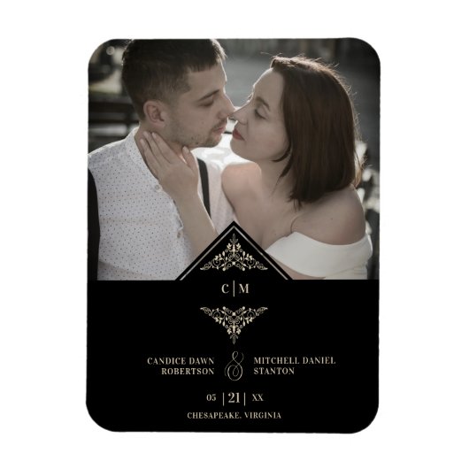 Magnet Flexible Black Golden Chic dentelle romantique Couple Maria (Vertical)