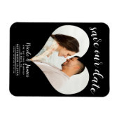 Magnet Flexible Black Heart Photo Wedding Enregistrer la date (Horizontal)