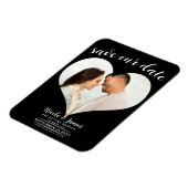 Magnet Flexible Black Heart Photo Wedding Enregistrer la date (Côté Gauche)