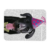 Magnet Flexible Black Labrador Avec Casquette de fête (Horizontal)