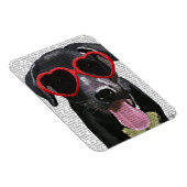 Magnet Flexible Black Labrador Avec Lunettes de soleil Coeur (Côté Droit)