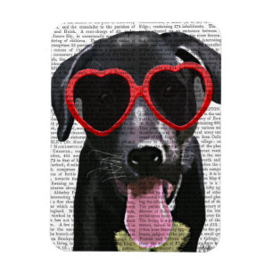 Magnet Flexible Black Labrador Avec Lunettes de soleil Coeur