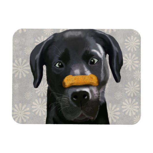 Magnet Flexible Black Labrador avec os sur le noeud 2 (Horizontal)