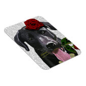 Magnet Flexible Black Labrador avec Roses 2 (Côté Droit)