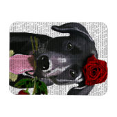 Magnet Flexible Black Labrador avec Roses 2 (Horizontal)